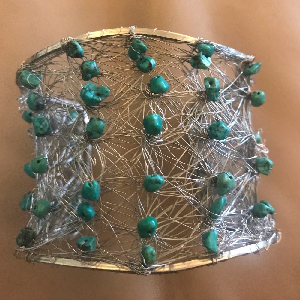 Cuff Bracelet - Stainless Steel and Turquoise
